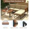 5 Piece Patio Furniture Set Acacia Wood Metal Outdoor Sofa Set Coffee Table Ottoman